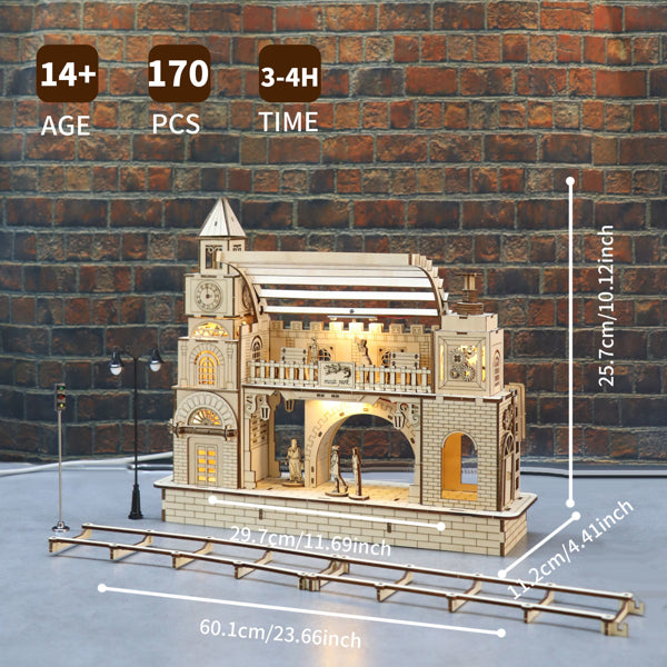 3D Wooden Puzzle Railway Station Model Kits To Build Wooden Construction Handmade DIY Craft Unique Gift For Christmas