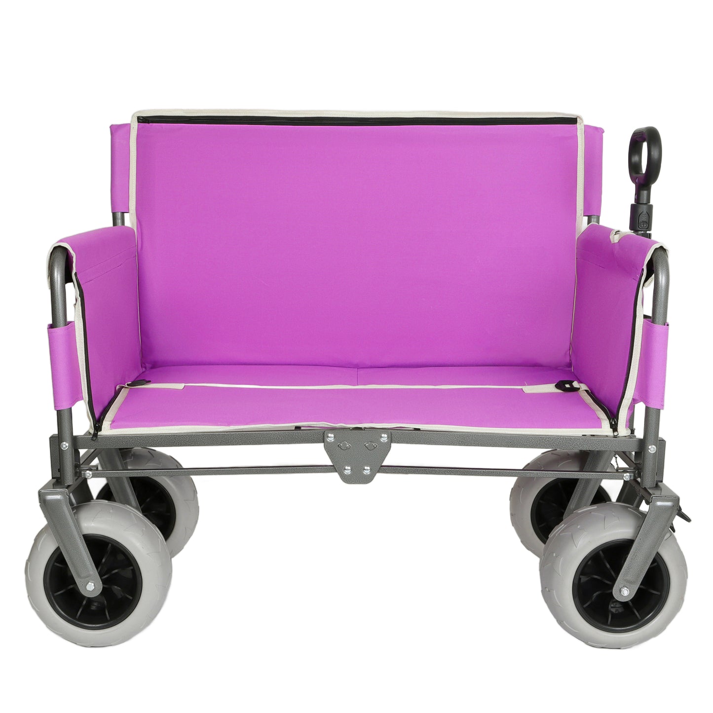 3- In- 1 Heavy- Duty  Convertible Folding Wagon Cart With Bench Seat & Storage -  500lbs  180L Capacity Utility Wagon  All- Terrain Wheels For Camping  Beach  Sports  Garden  Fish  Purple