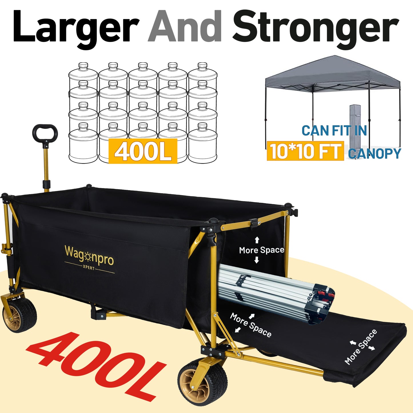 67- 1 2in Extra Long Large Heavy Duty Utility Beach Wagons With Opened Tailgate And All- Terrain Wheels  480lbs Capacity  Patented Ultra- Stable Frame   No Assembly Needed  Black