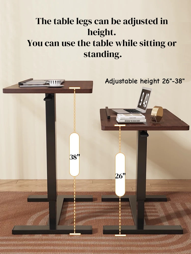 Bedside Table,Folding Overbed Bedside Desk Mobile Rolling Laptop Stand Tilting Overbed Table With Wheels Height Adjustable Tray Table For Laptop Bed Sofa Side Table WALNUT