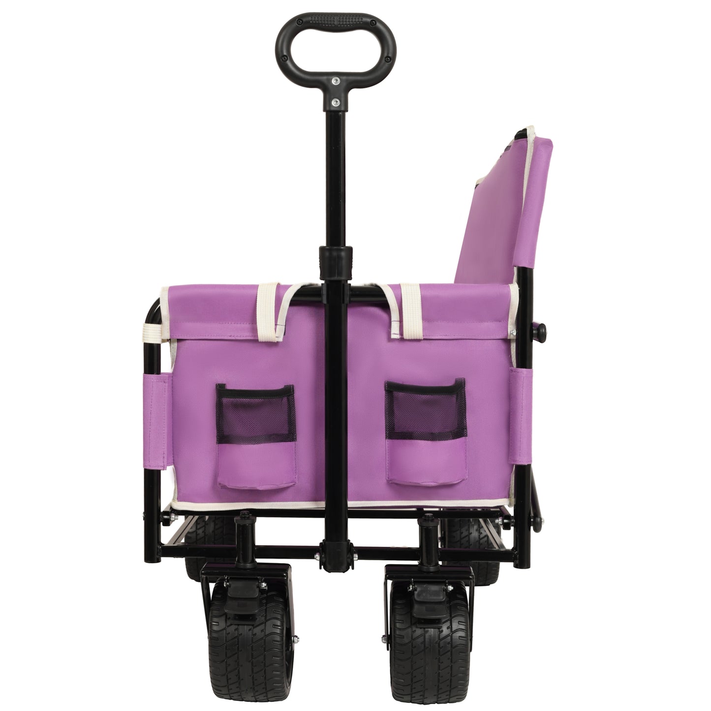 3- In- 1 Convertible Folding Wagon Cart With Bench Seat & Storage -  500lbs Heavy- Duty Utility Wagon  180L Capacity All- Terrain Wheels For Camping  Beach  Sports  Garden  Purple