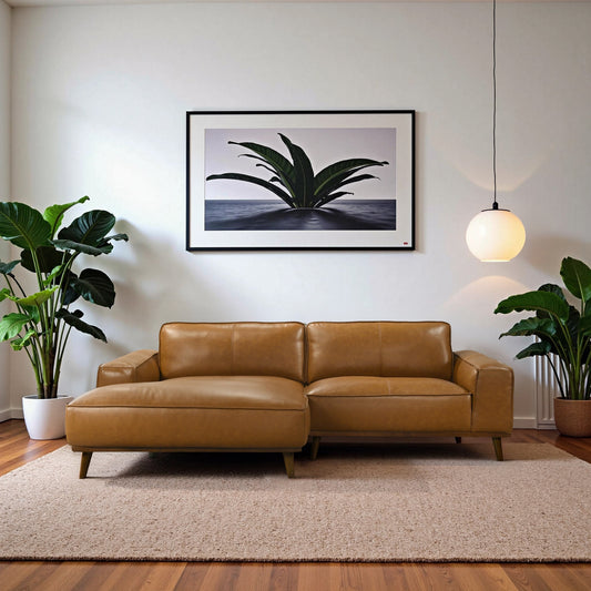 Kerrville Tan Leather Left Sectional Sofa