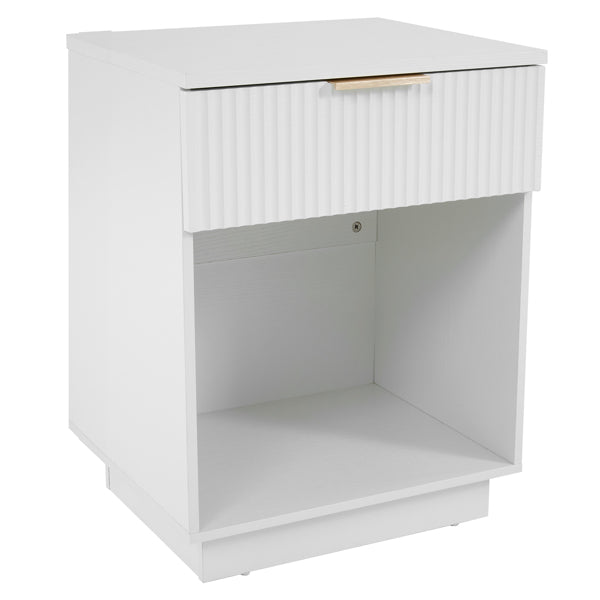 White P2 Density Board, Wavy Surface, 45x40x60cm, Single Piece, Bedside Table, 2 Pieces