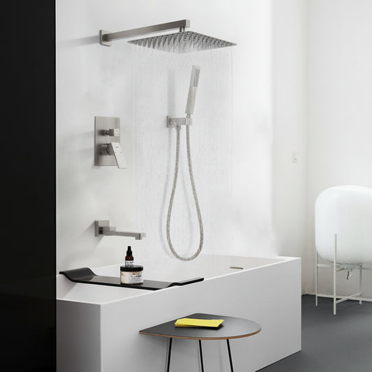 Male NPT Folding Bathtub Shower Faucet Rain Shower Head System With Bath Tub Faucet Set And Handheld For Bathroom Brushed Nickel 3 Function Unable Ship Weekends TK AND TEMU Only For Pickup