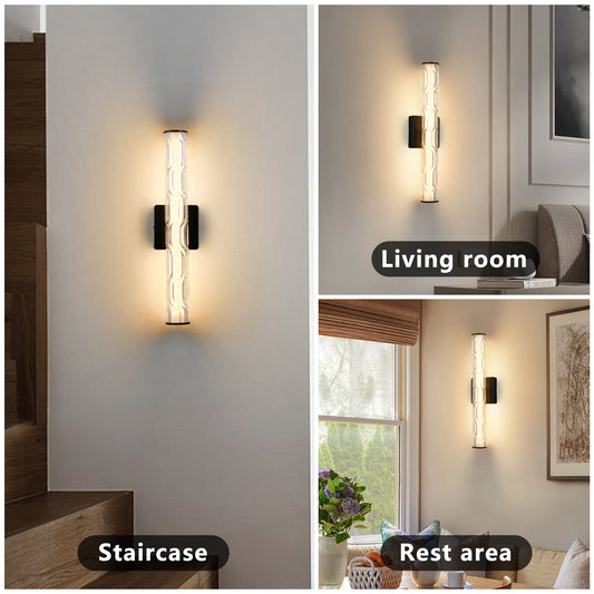 19.7in Black Bathroom Wall Sconce Set Of 2, Modern Single Sconce Wall Lighting, Upgrated K9 Crystal Bronze Wall Light, Bedroom Vanity Sconce, Wall Lamp For Living Room, Stairway, Hallway