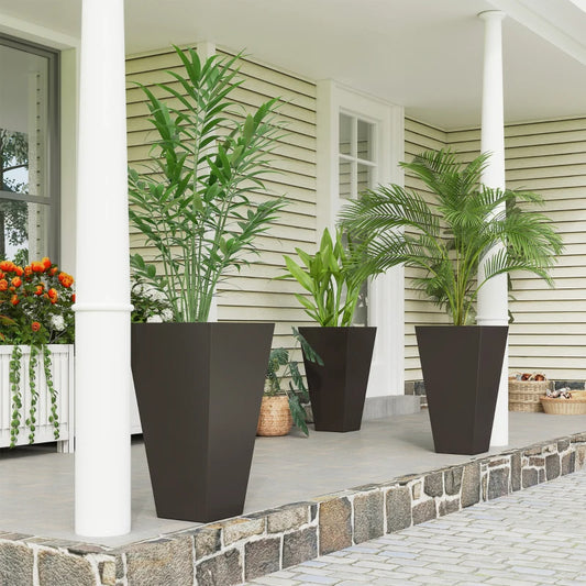 28ft Tall Plastic Planters, Set Of 3, Flower Pot, Anti-crack, Fade-resistant, Square Shape With A Matte Surface