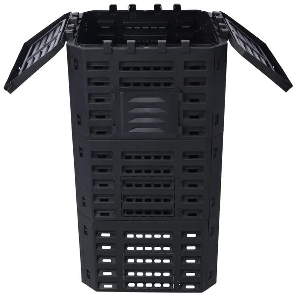 Garden Composter Bin Made From Recycled Plastic - 132 Gallons - 500Liter Large Compost Bin - Create Fertile Soil With Easy Assembly, Lightweight, Aerating Outdoor Compost Box