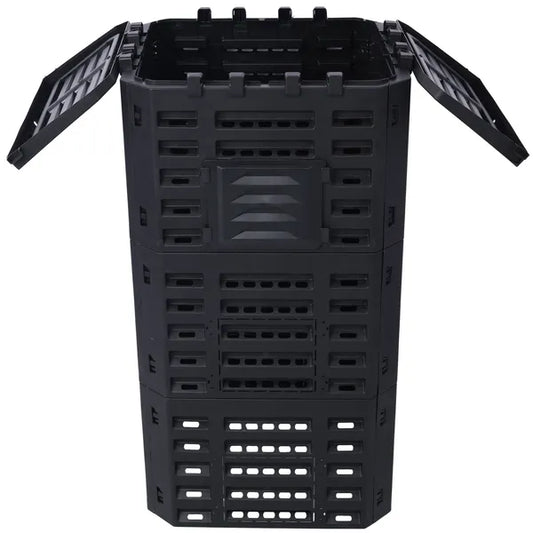 Garden Composter Bin Made From Recycled Plastic - 132 Gallons - 500Liter Large Compost Bin - Create Fertile Soil With Easy Assembly, Lightweight, Aerating Outdoor Compost Box