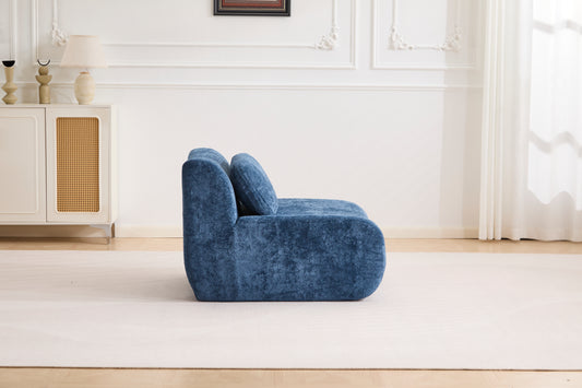 Compression Wave Sofa, Convertible Floor Sofa Bed, DIY Boneless Modular Sectional Sofa, No Assembly Required, Rabbit Velvet Fabric, With 1 Single Sofa,Blue