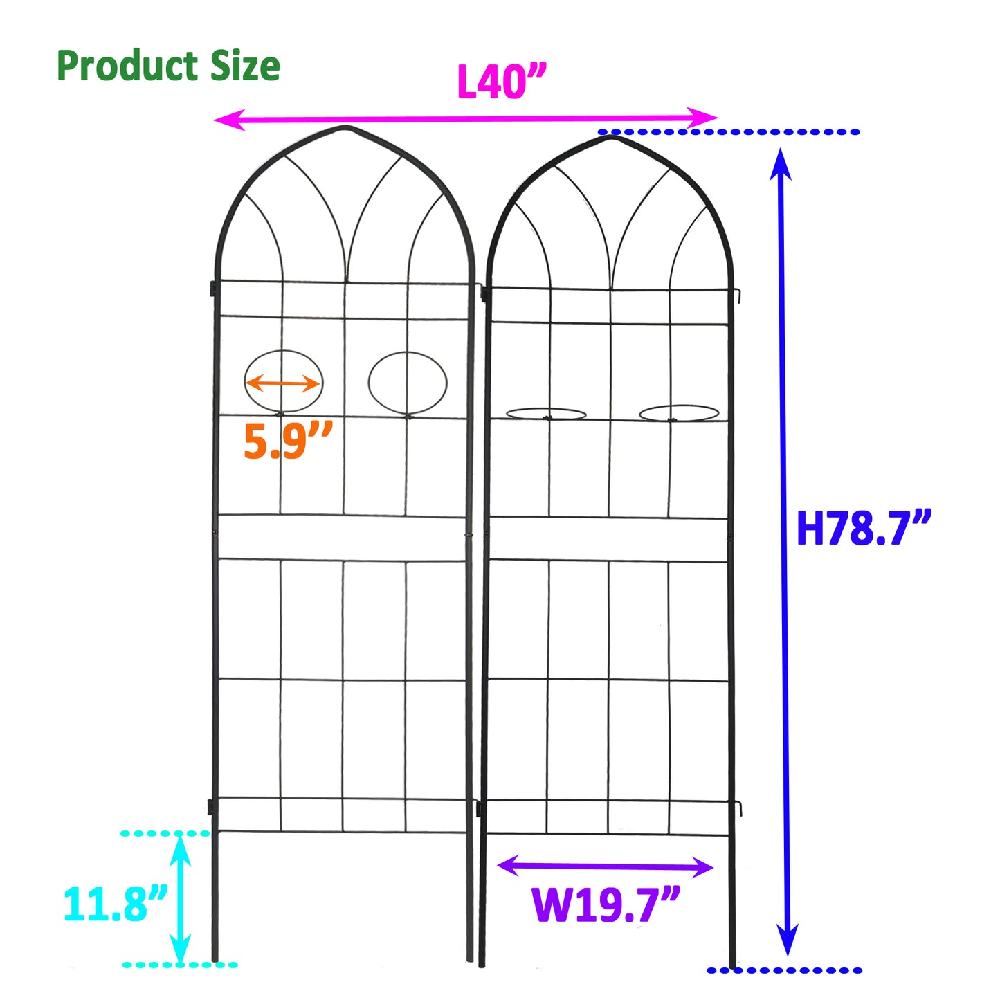 2 Pack Metal Garden Trellis 78.7  X 19.7  Rustproof Trellis For Climbing Plants Outdoor Flower Support Black