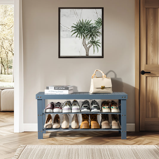 3 Tier Bamboo Shoes Rack,Narrow Vertical Shoes Rack,Freestanding Shoe Organizer Shelf,Shoe Rack Storage Organizer,with Shelves,for Closet, Entryway, Front Door Entrance, Bedroom, Hallway