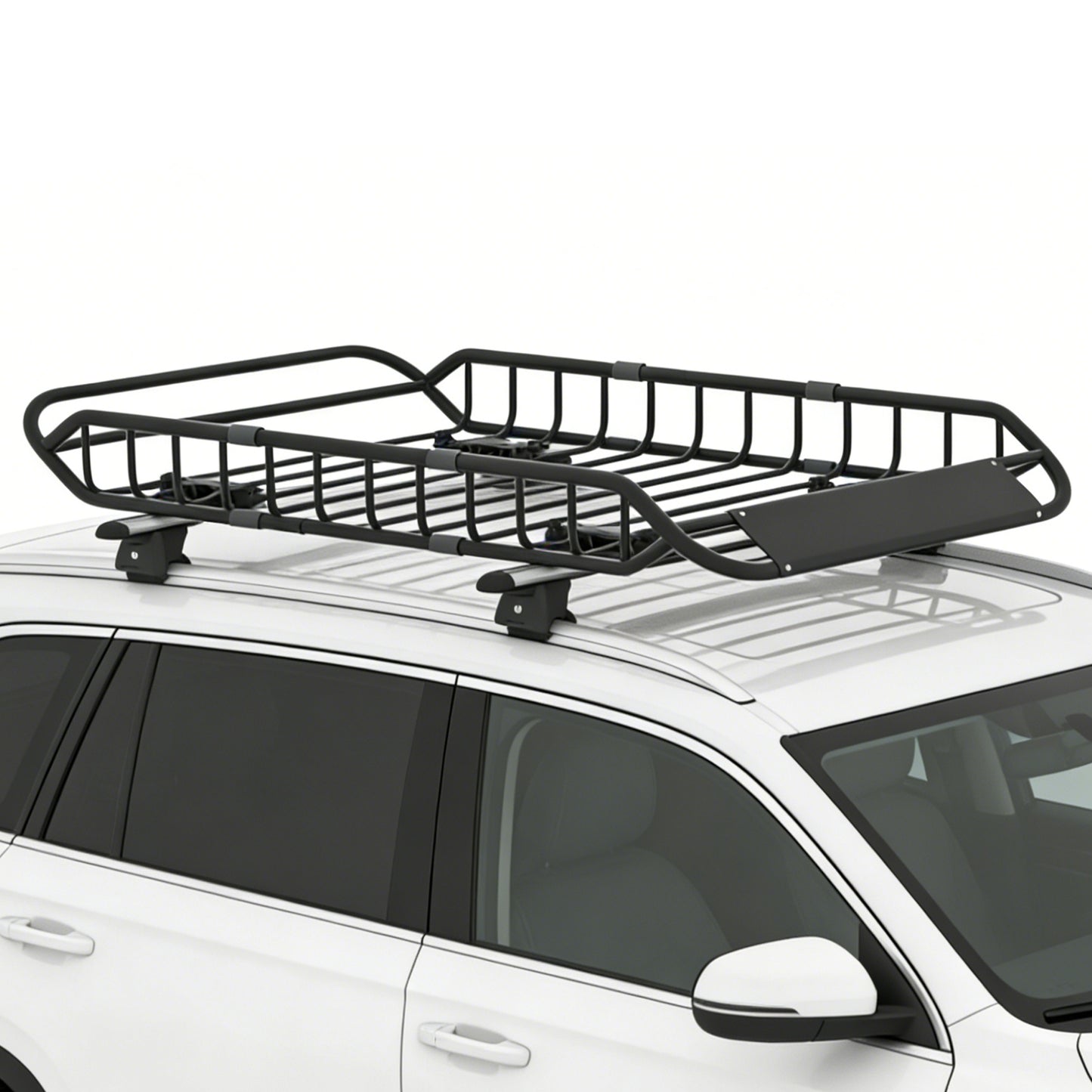Roof Rack Cargo Basket 50  L  X 36  W  X 5.1  H  Extendable Universal Rooftop Luggage Carrier For Truck Cars SUV With Waterproof Cargo Bag, Cargo Net, Ratchet Straps & Outdoor Combination Lock