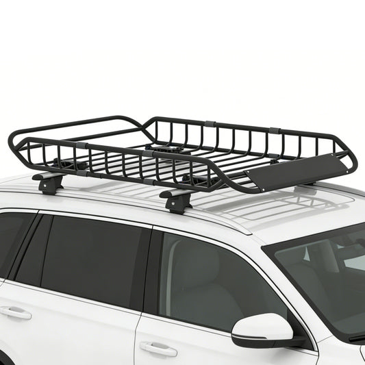Roof Rack Cargo Basket 50  L  X 36  W  X 5.1  H  Extendable Universal Rooftop Luggage Carrier For Truck Cars SUV With Waterproof Cargo Bag, Cargo Net, Ratchet Straps & Outdoor Combination Lock