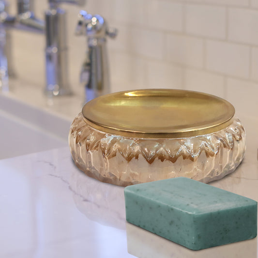 Glass Soap Dish For Bathroom Counter,Shower & Kitchen Amber