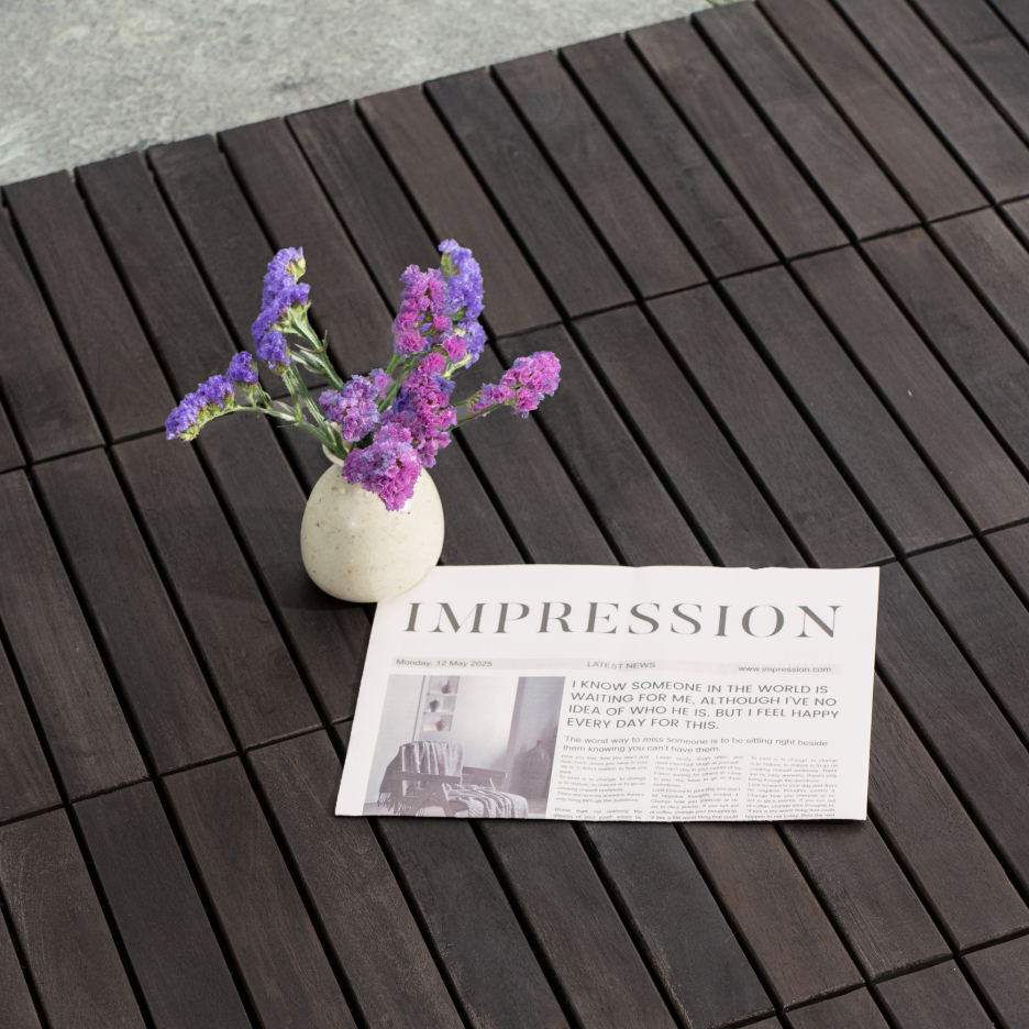 30 PCS Interlocking Deck Tiles Striped Pattern, 12inch X 12inch Dark Brown Square Acacia Hardwood Outdoor Flooring For Patio, Bancony, Pool Side