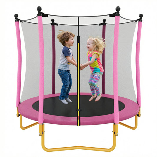 5.5 FT Kids Trampoline With Safety Net, Indoor Outdoor Toddler Trampoline With Enclosure, U-Shaped Stable Legs, Foam Padded Poles, Mini Trampoline For Kids
