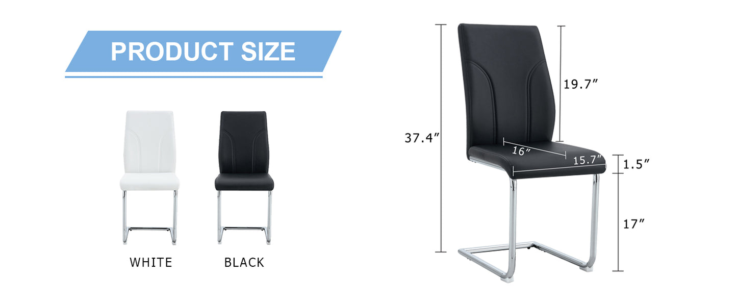2 Dining Chair Set, Black Dining Chair Set, PU Material High Back Seat And Sturdy Leg Chair, Suitable For Dining Room, Kitchen, Living Room
