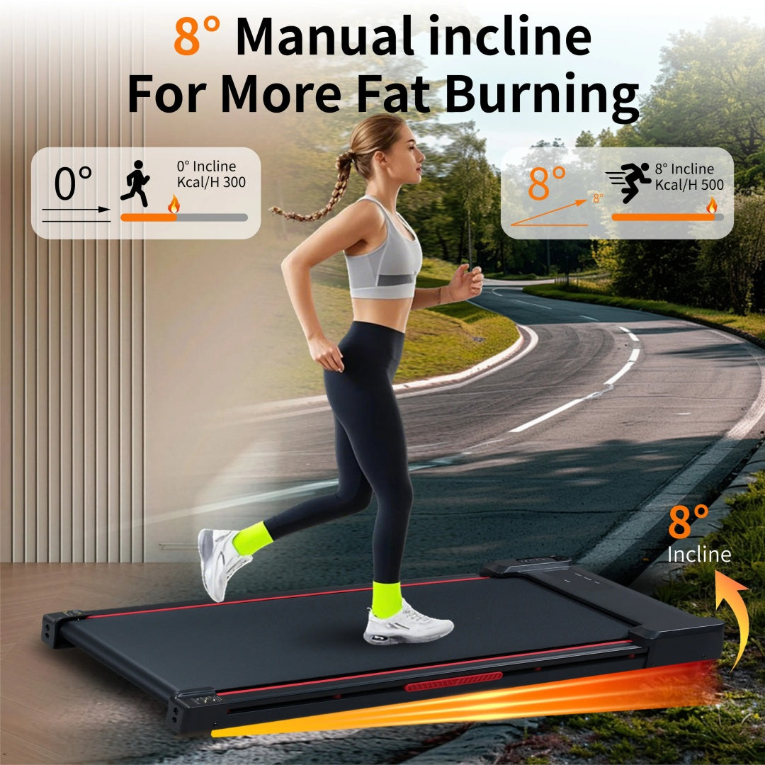 Walking Pad Treadmill With 8  Incline, Remote Control 2.5HP Portable Compact Treadmills For Home Office, Treadmill 220 Lb Capacity, LED Display