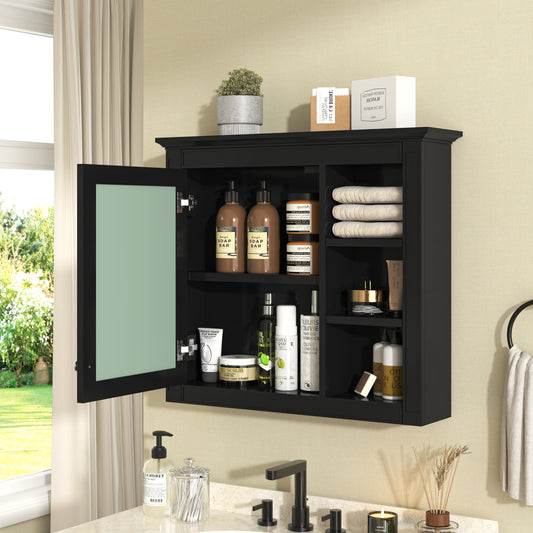 30   X 28   Medicine Cabinet, Wall Mounted Bathroom Storage Cabinet, Modern Bathroom Wall Cabinet With Mirror,Medicine Cabinet, Mirror Cabinet With 3 Open Shelves   Not Include Bathroom Vanity