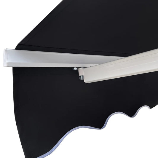 Patio Retractable Awning, Manual Exterior Sun Shade Deck Window Cover, Black