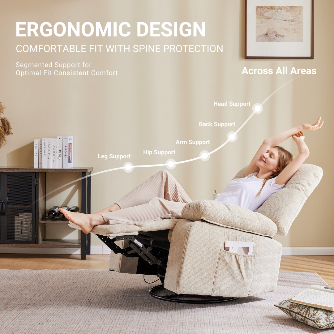 Rocking Chair And Lounge Chair, Rotating Lounge Chair With Vibration Massage And Lumbar Heating