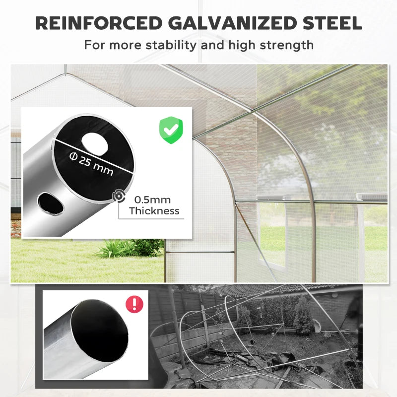 Tunnel Greenhouse Large Walk-In Warm House, Roll Up Door