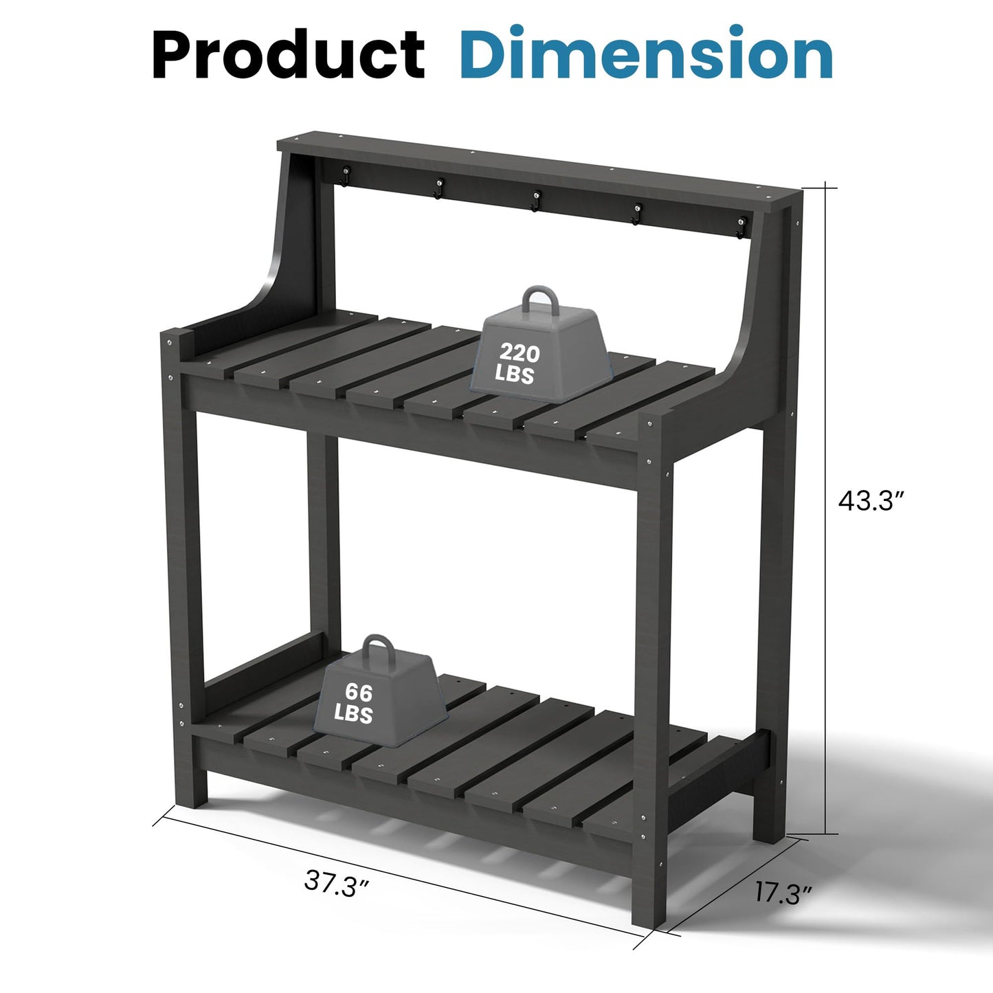 Potting Benches For Outside, HDPE Garden Potting Table All Weather, Outdoor Potting Table With Storage For Patio, Backyard, Garden, Grey