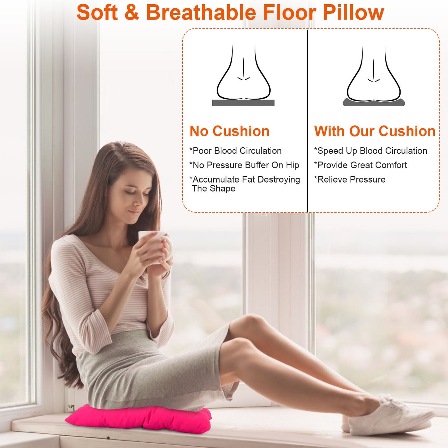 4Pcs Chair Cushion Pads Pillow 17.72x17.72x2.37in Soft Tie On Square Sitting Mats For Home Office Car Sitting Travel