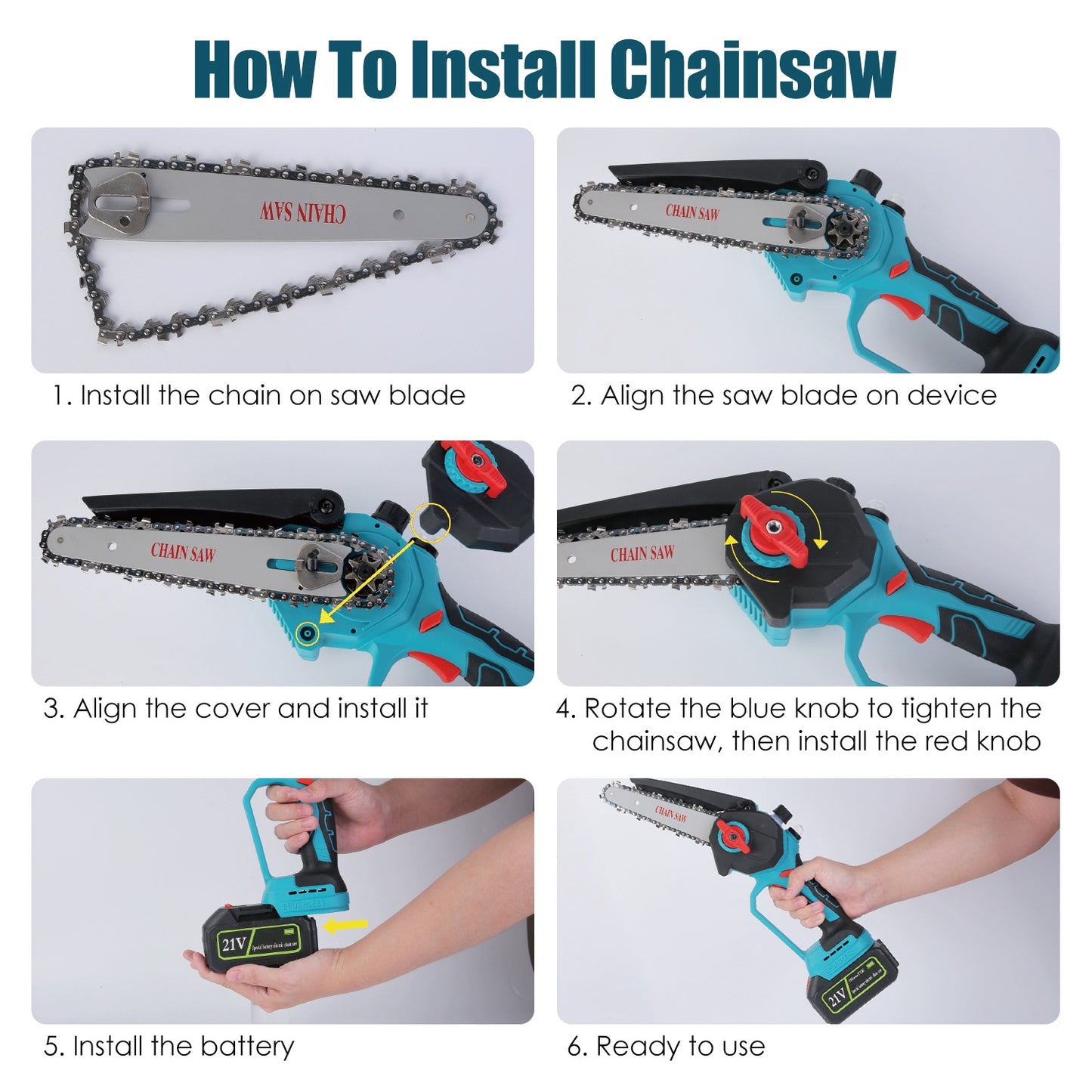 Cordless Pole Saw And Mini Chainsaw With Extension Pole 21V Battery 6IN Electric Brushless Pole Chainsaw With Digital Display Auto Oiler Safety Switch For Tree Trimming