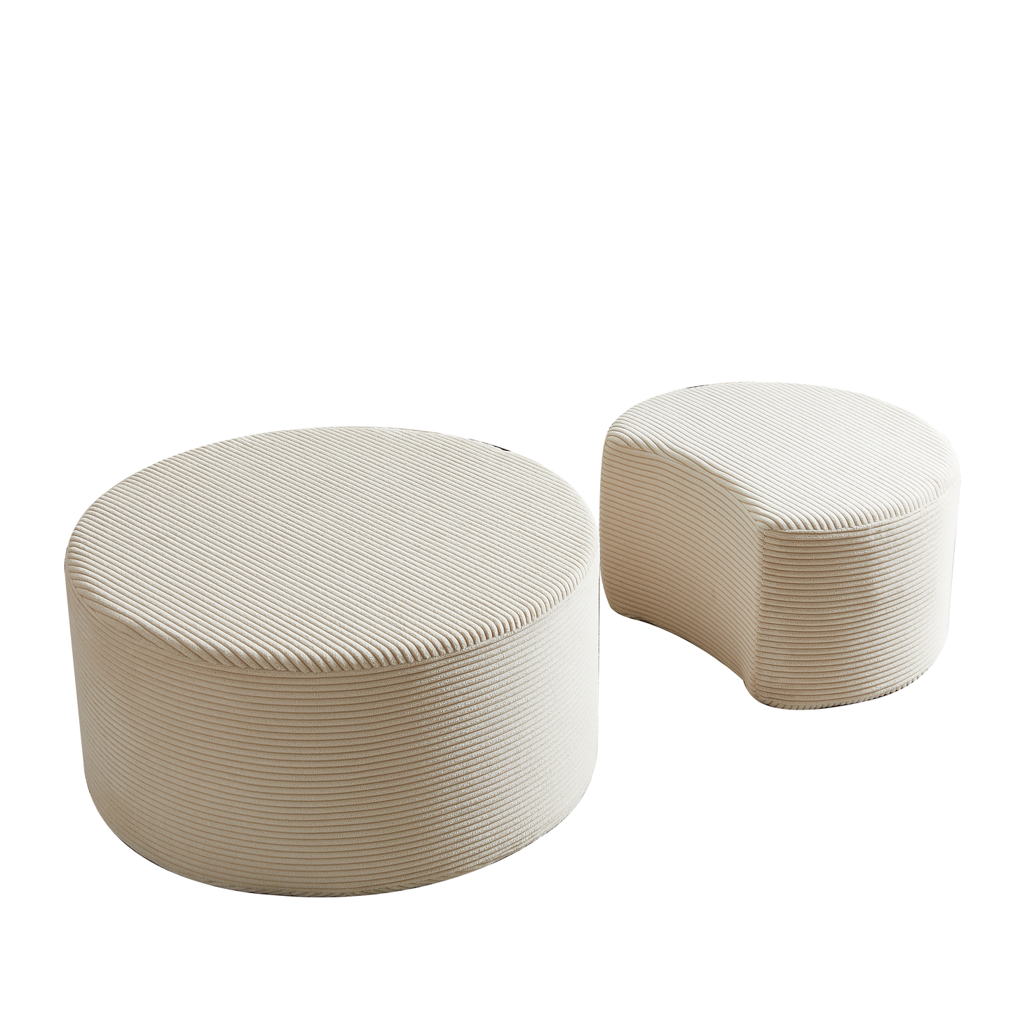 Nesting Coffee Table Set Of 2,Upholstered Round Coffee Tables Set Of 2 For Living Room, Modern Foam Round Coffee Table Side Table End Table Ottoman, No Assembly