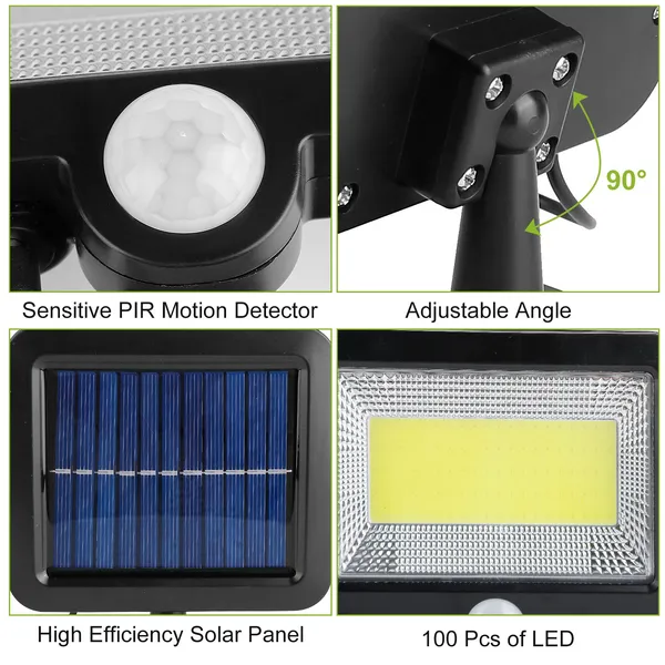 Solar Powered Wall Lights Outdoor LED Beads Motion Sensor Lamp