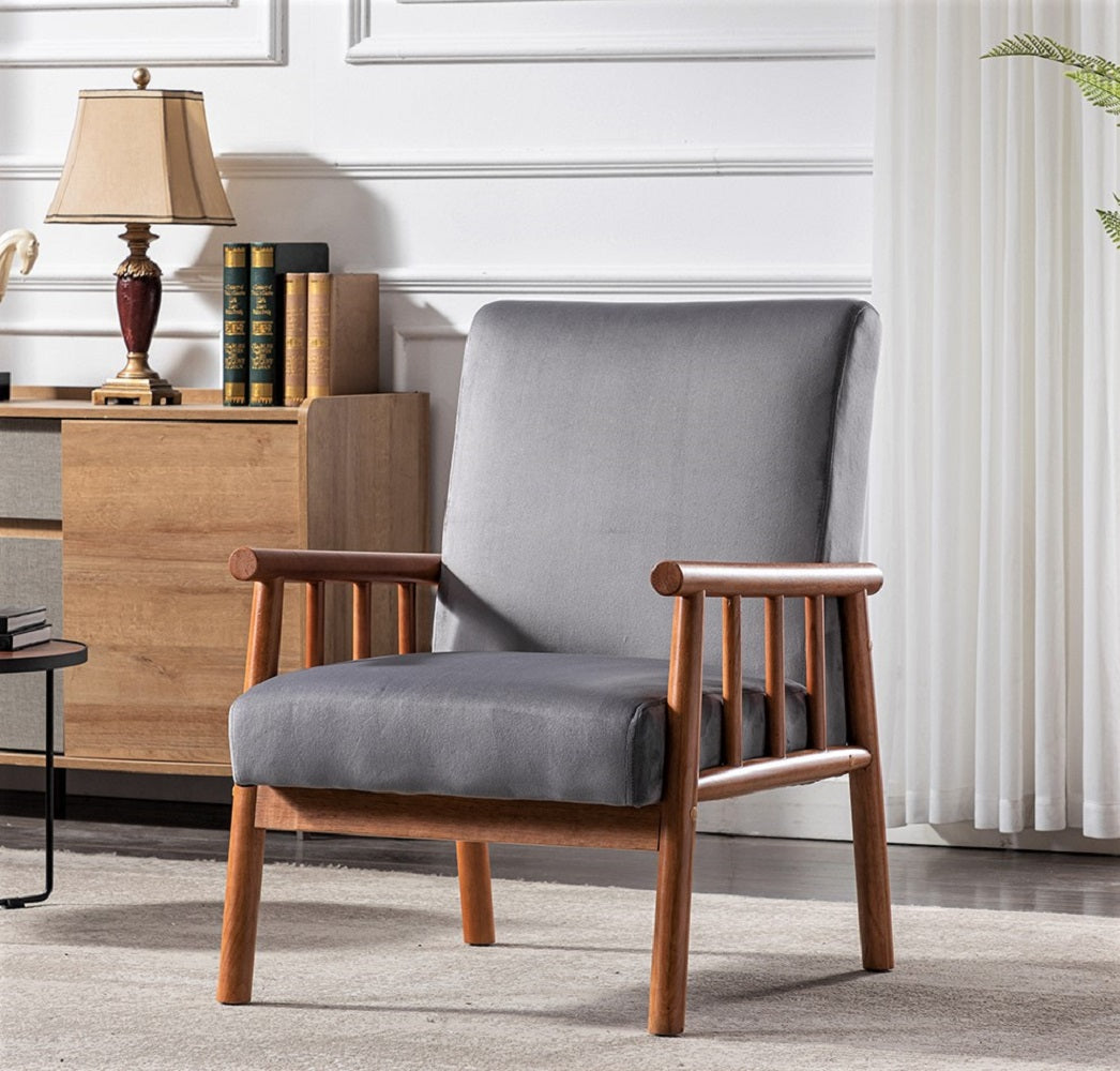 25     Wide Classic Mid-Century Modern Arm Chair, Grey