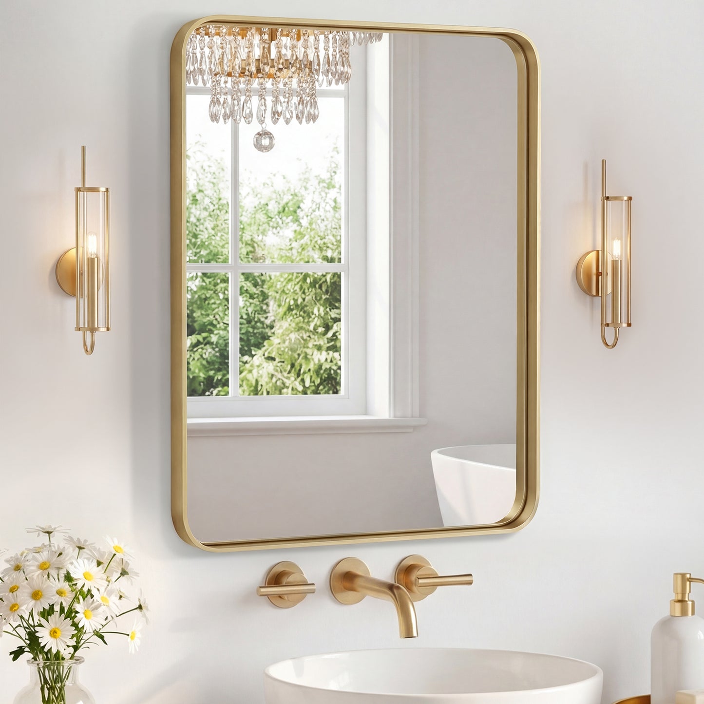 Wall Mirror With Rectangular Metal Frame
