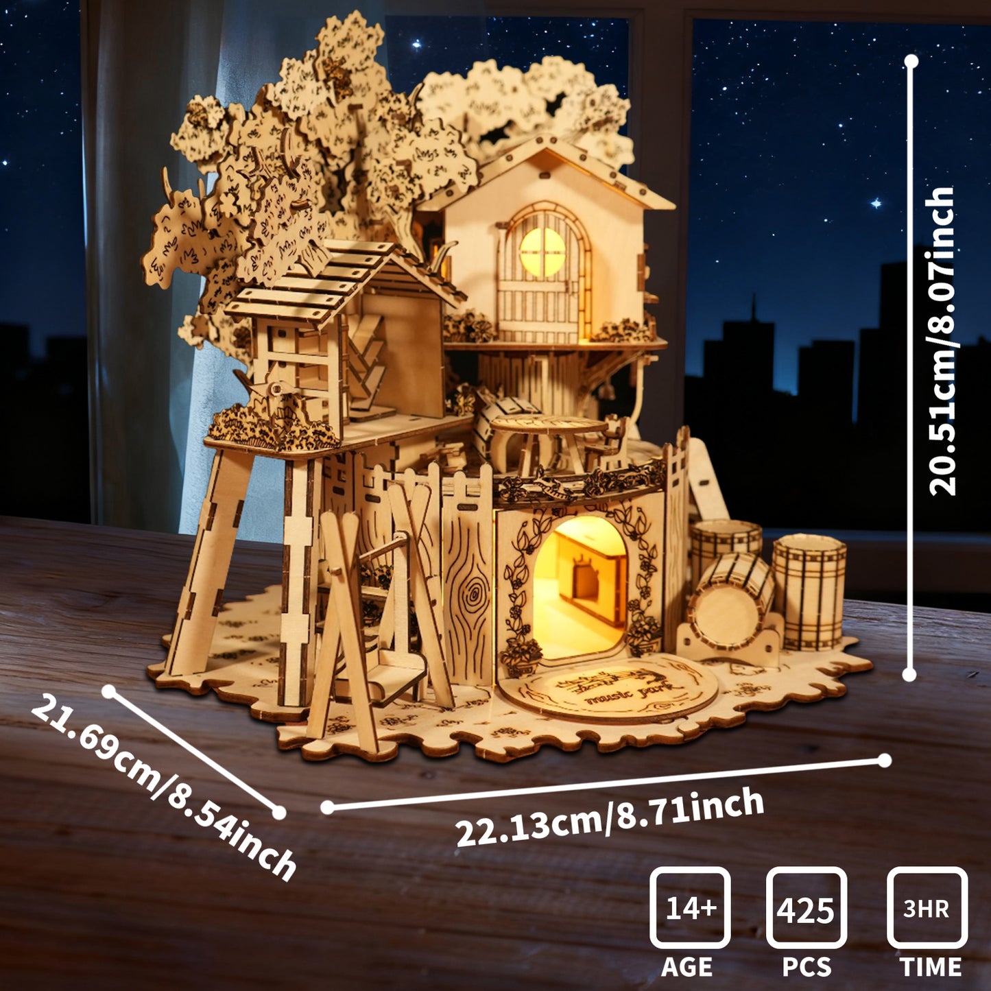 Sales Are Prohibited On The TEMU And SHEIN - 3D Wooden Puzzle Tree House With Light Handmade Crafts Assembly Model Kits  Creative Decoration Birthday And Christmas Gifts