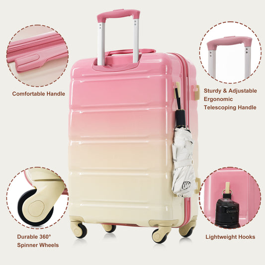 Luggage Sets 5 Piece, 20-inch With USB Port, ABS Durable Suitcase With Travel Bag, ABS PC Hard Shell Luggage With Spinner Wheels,
