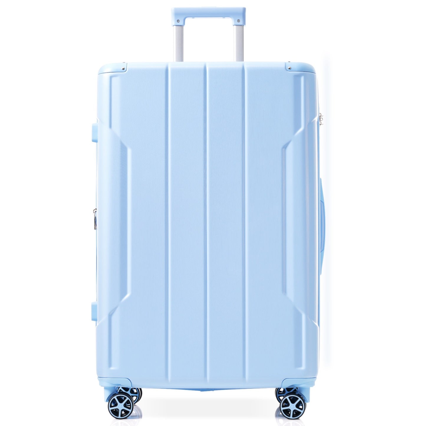 Hardshell Luggage, Lightweight Durable ABS Suitcases With Double Wheels, Expandable 24 Inch Checked Travel Luggage  Skyblue