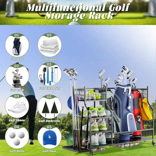 Golf Bag Storage Garage Organizer,Golf Club Bag Storage Rack For Garage, Extra Storage Rack For Golf Clubs,Golf Bag Organizer Fit For Garage,Shed,Basement