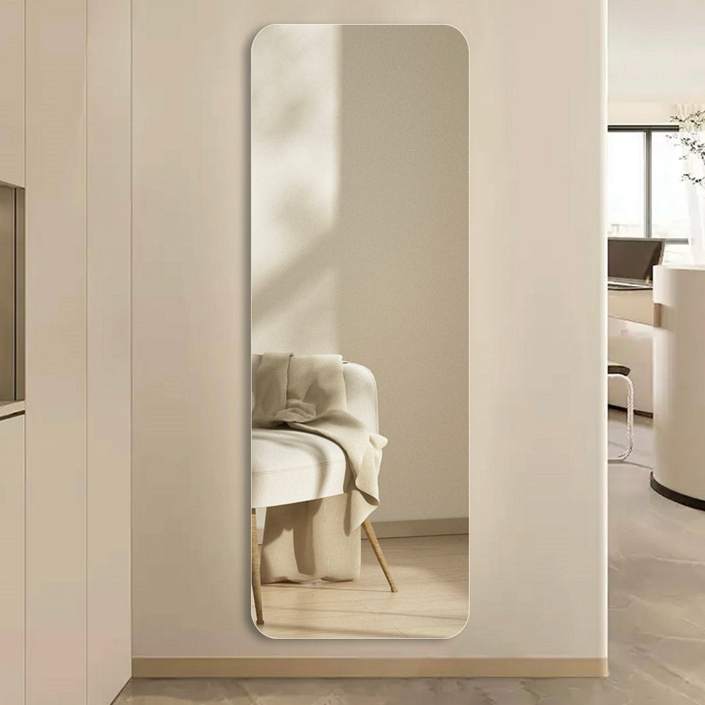56X15inch Wall-mounted Round-angle Dressing Mirror High-quality 5mm Silver Mirror  Explosion-proof Glass