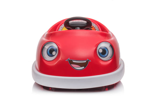 Bumper Car For Kids, 12v Dual Drive 1-6 Years Old Children's Electric Car With Pushrod Dinner Plate USB BT Music Rocking Horse Mode Anti-Collision Bumper Ride On Car