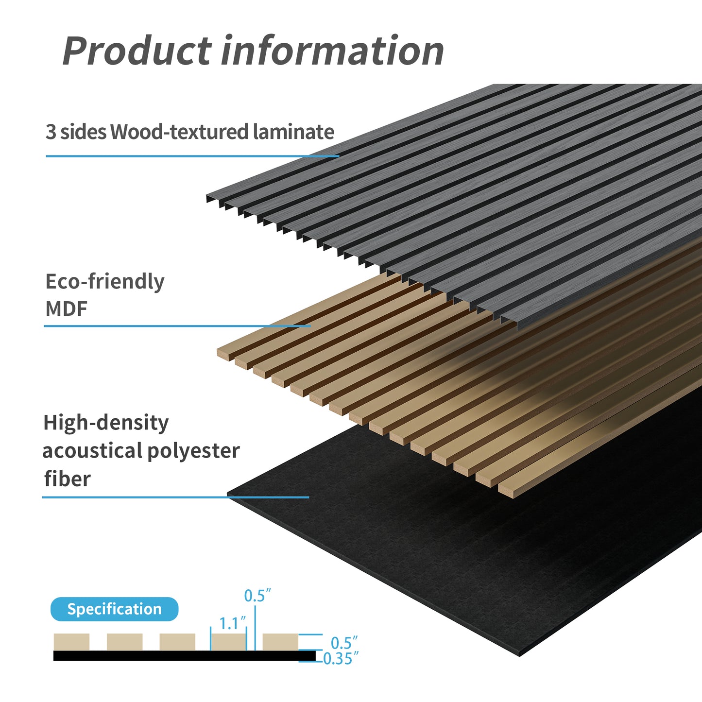 Wood Panels For Wall Slat Wall Panels, 2PC Wood Slat Acoustic Panels For Wall And Ceiling - 3D Fluted Sound Absorbing Panel With Three Sides Fully Wrapped On  Wood Finish -45.27 X23.62