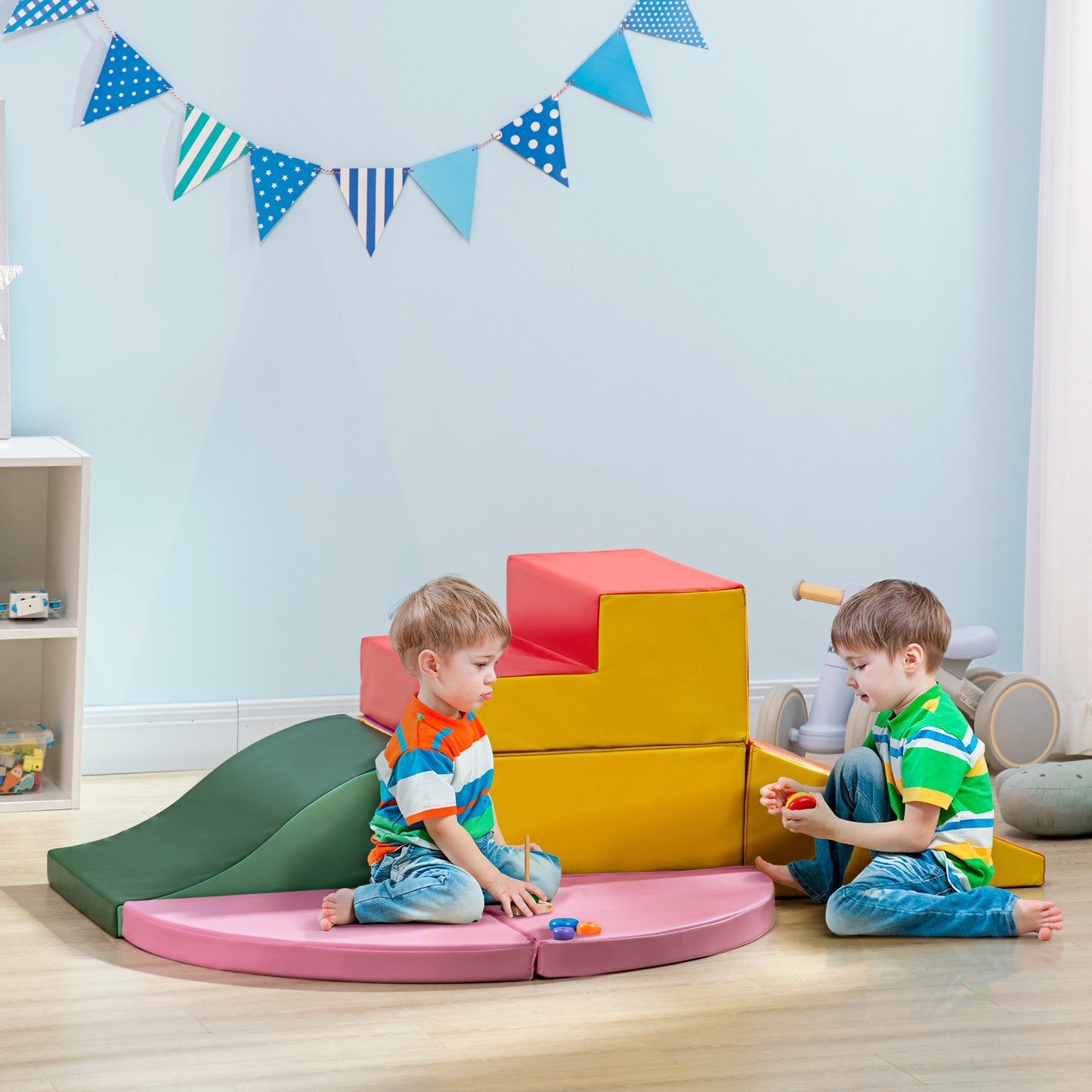 6-Pieces Foam Climbing Blocks For Toddlers 1-3 Years, Soft Play Set For Climb And Crawl, Assorted