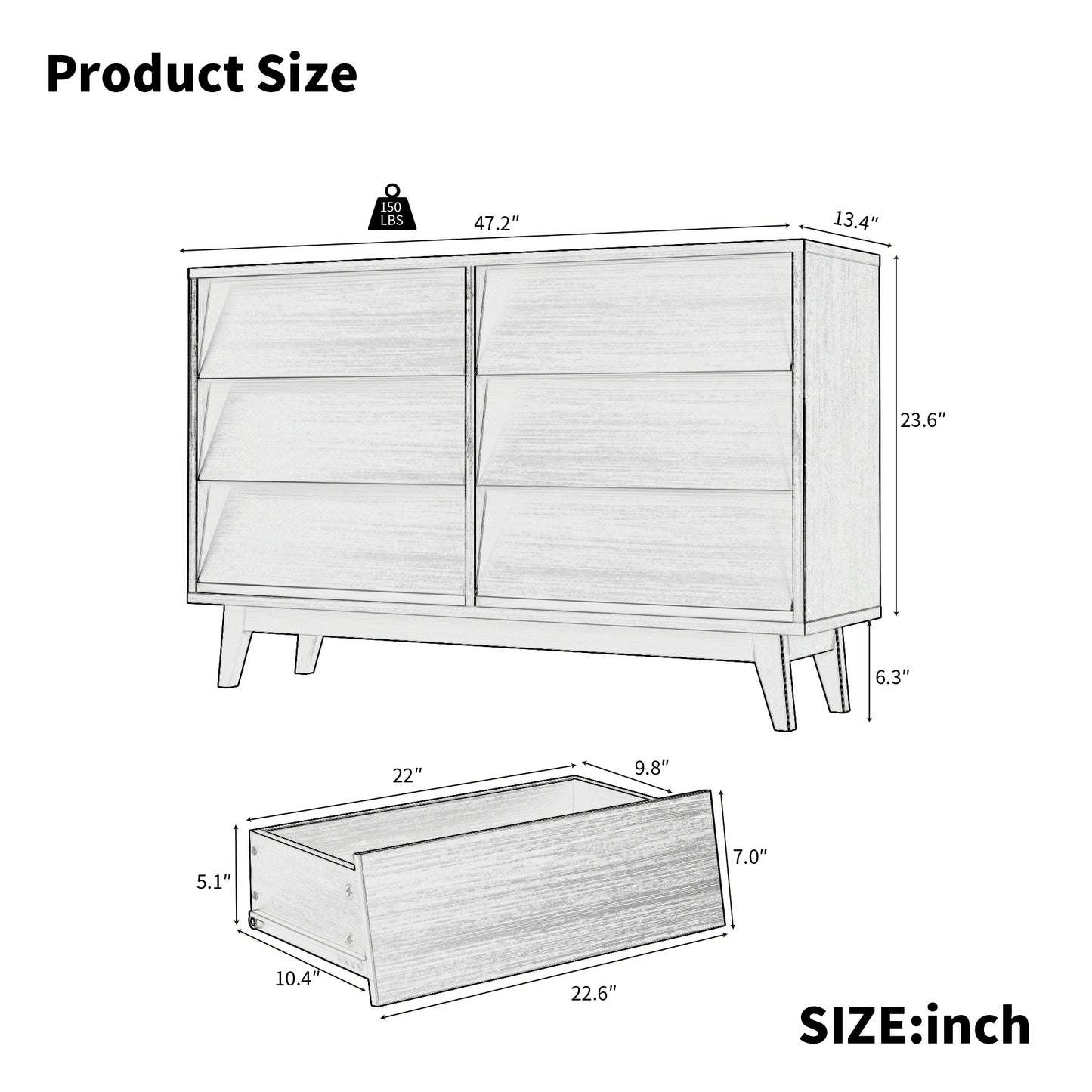 6 Drawer Double Dresser Features Vintage-style And Bevel Design