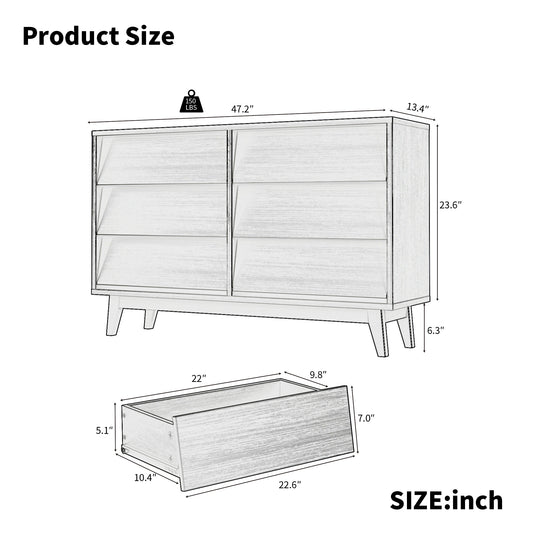 6 Drawer Double Dresser Features Vintage-style And Bevel Design