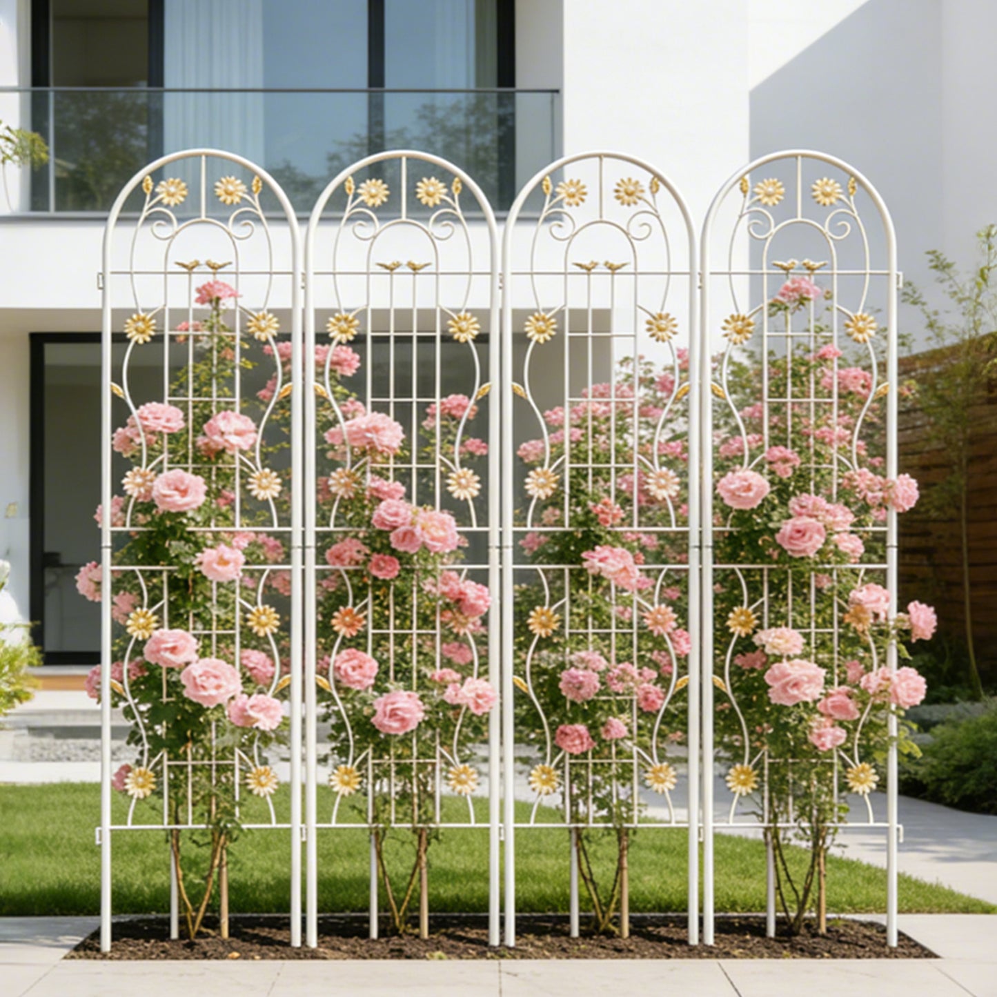 4 Pack Metal Garden Trellis 71  X 19.7  Rustproof Trellis For Climbing Plants Outdoor Flower Support Cream White