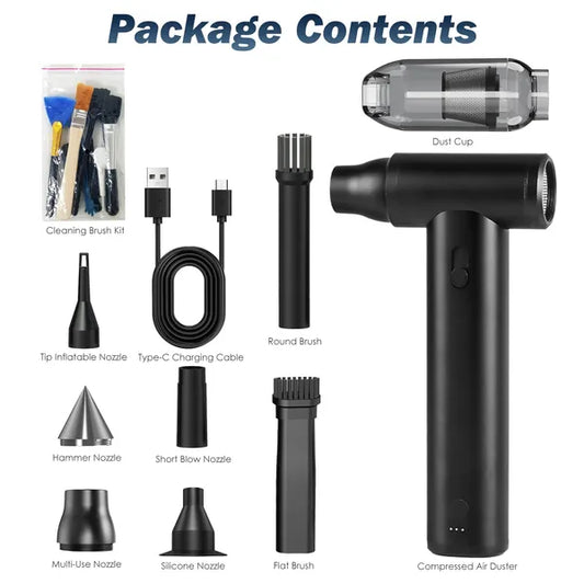 Compressed Air Duster Brushless Motor 250000RPM Stepless Variable Speed 10000mAh Battery Cordless Dust Blower Vacuum Cleaner Portable Jet Dry Blower For PC Keyboard Car Home