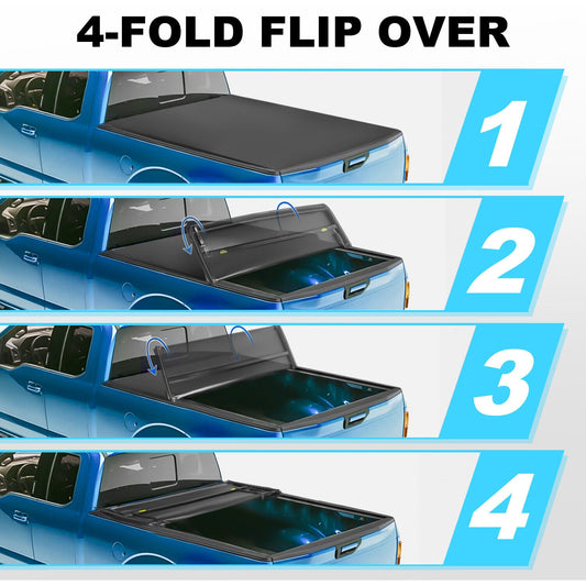 4-Fold 6.5FT Bed Tonneau Cover For 2007-13 Chevy Silverado GMC Sierra 1500 2500--A86315-2020M32206YS