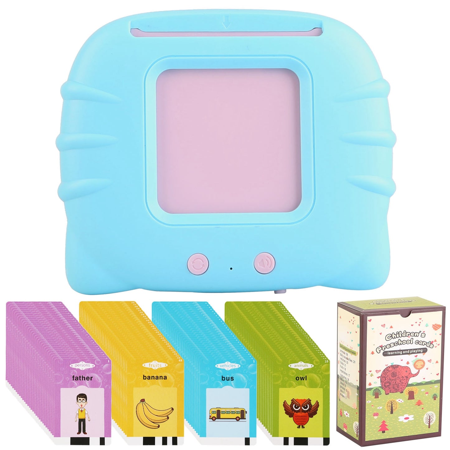 1 Set 224 Words Kid Talking Cards 112 Card Electronic Cognitive Audio Toddler Reading Machine Animal Shape Color Repeated Learning Cards English For Child 1-5 Years Old