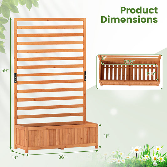 Wooden Raised Garden Bed 59 Inch Tall Elevated Planter Box With Vertical Trellis For Cultivating Vegetables, Flowers, Herbs, Etc