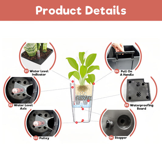 30 In Tall Large Flower Pots Planter With Self-Watering Drainage Holes&Inner Trays Indoor Outdoor Plant Pot With Drain Holes, Water Level Monitor, Inner Bucket For Garden, Patio, Porch, Backyard,White