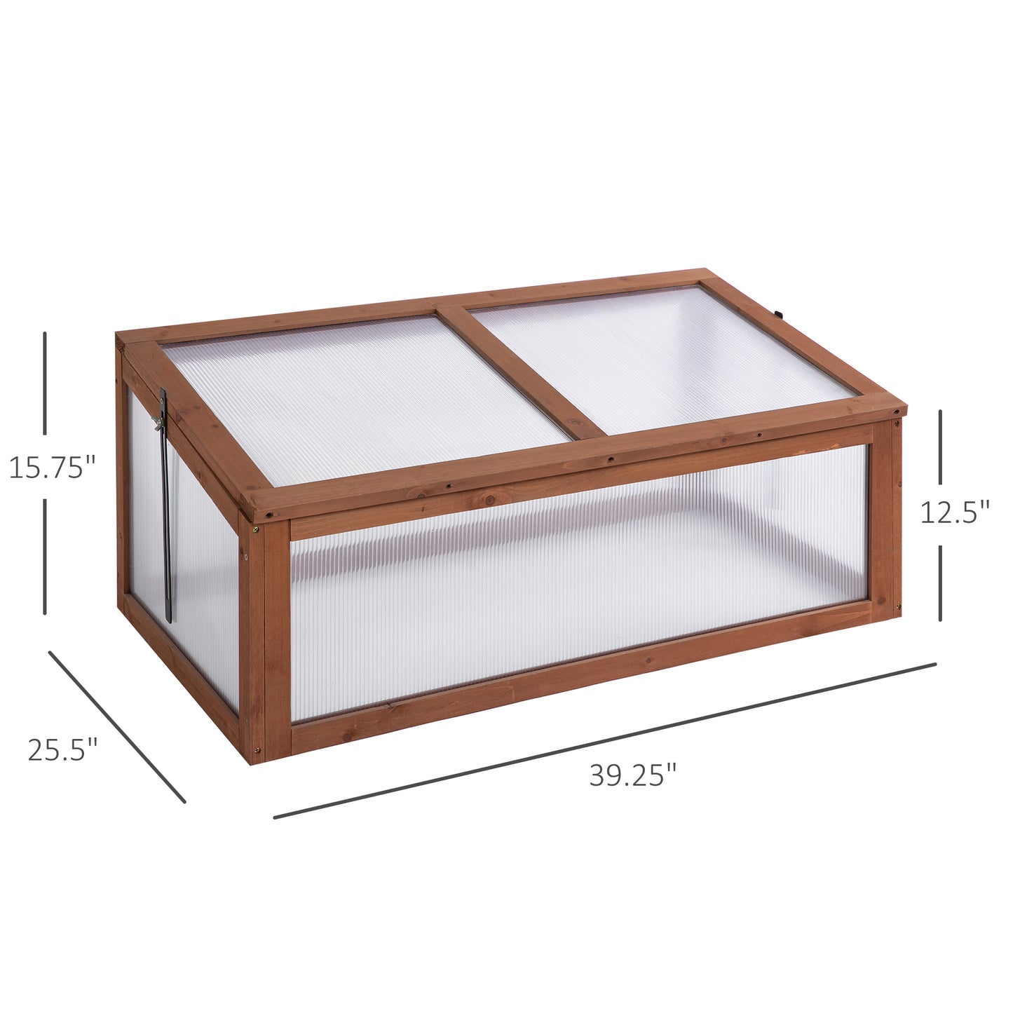 Wooden Cold Frame Greenhouse, Mini Greenhouse With Polycarbonate Board And Solid Wood Frame, Green House Cold Frame, Indoor Outdoor Terrarium Planter Box, 39" X 26" X 16", Natural